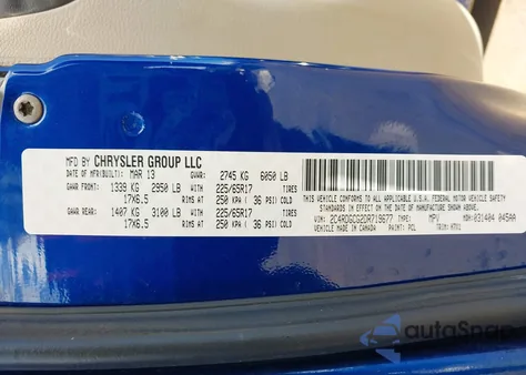 2013 Dodge Grand Caravan Sxt z USA, uszkodzony, nr VIN 2C4RDGCG2DR719677